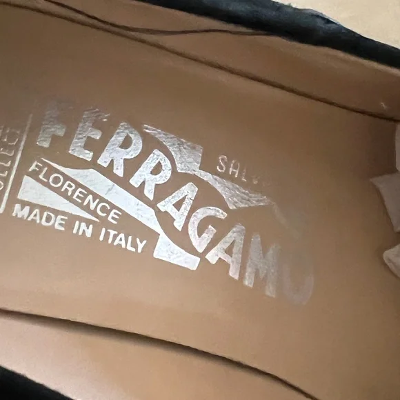 VTG*Salvatore Ferragamo Nero Suede/Leather Patchwork Pumps~7.5B~square toes - Picture 9 of 16